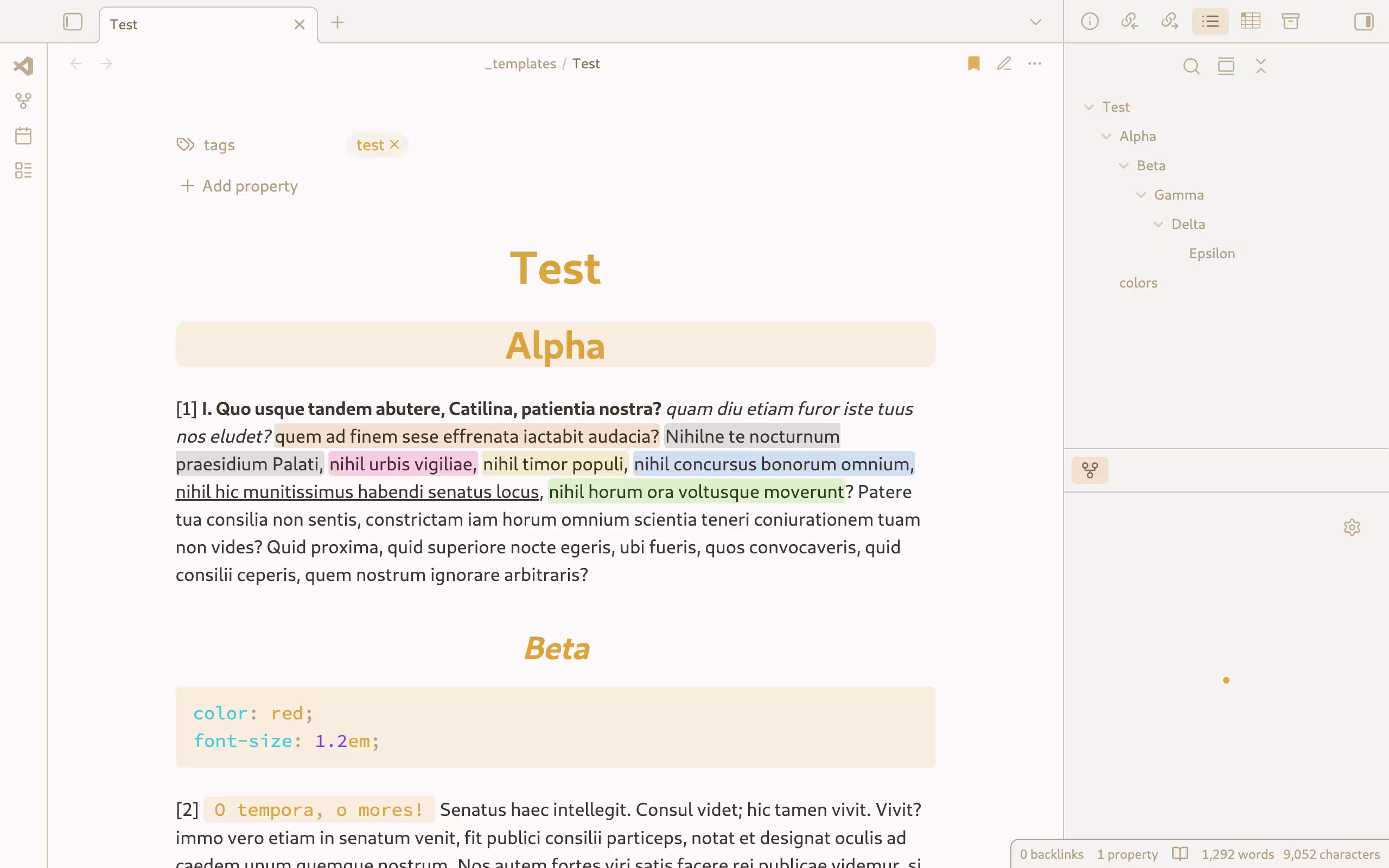 Screenshot of Obsidian note in shades of yellow